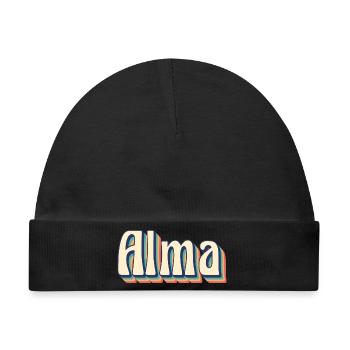 Alma T-Shirt Retro Vintage T-Shirt Geschenkidee - Baby Premium Organic Mütze - Schwarz - Vorne