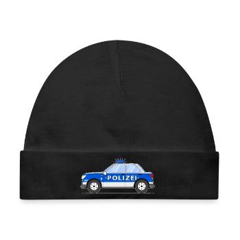 Polizeiauto in Blau und Silber - Baby Premium Organic Mütze - Schwarz - Vorne