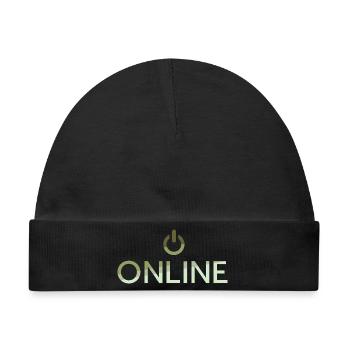 online Schriftzug - On Button aktiv - Baby Premium Organic Mütze - Schwarz - Vorne
