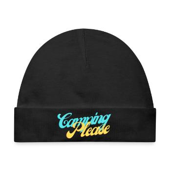 Camping Please Retro Script - Baby Premium Organic Mütze - Schwarz - Vorne