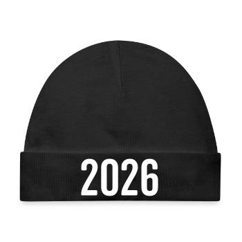 2026 Jahreszahl Ziffer - Baby Premium Organic Mütze - Schwarz - Vorne