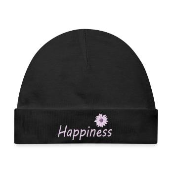 HAPPINESS - Baby Premium Organic Mütze - Schwarz - Vorne