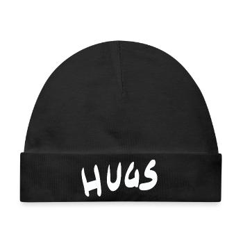 Hugs Handlettering Schriftzug - Baby Premium Organic Mütze - Schwarz - Vorne