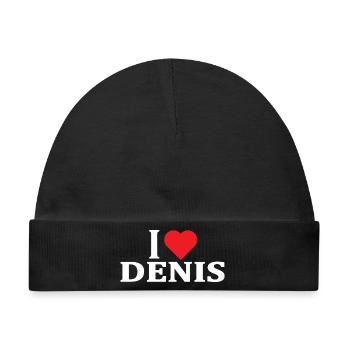 T-Shirt Ich liebe Denis T-Shirt Geschenkidee - Baby Premium Organic Mütze - Schwarz - Vorne
