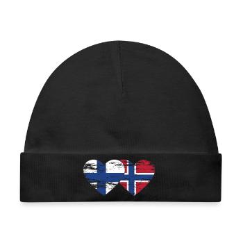 Finnland Norwegen Flagge Herz used used - Baby Premium Organic Mütze - Schwarz - Vorne