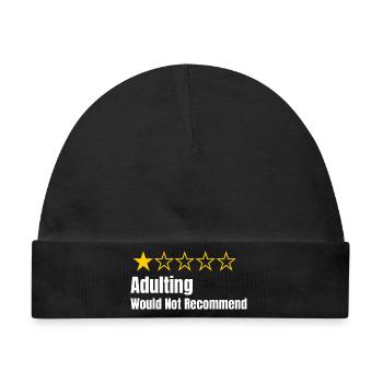 Adulting - Würde nicht empfehlen - Ein-Sterne-Bewertung - Baby Premium Organic Mütze - Schwarz - Vorne