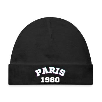 Paris 1980 Design - Baby Premium Organic Mütze - Schwarz - Vorne