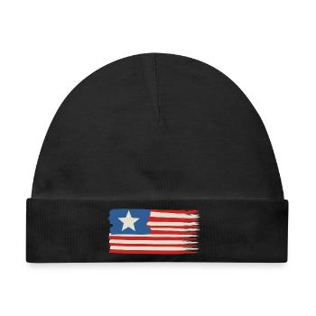 Ein Stern USA Flagge - Baby Premium Organic Mütze - Schwarz - Vorne