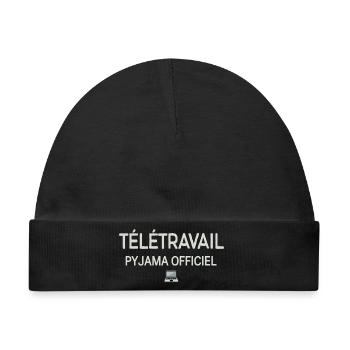 Offizielle Pyjama-Telearbeit - Baby Premium Organic Mütze - Schwarz - Vorne