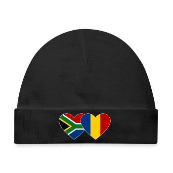 Südafrika Tschad Flagge Herz used - Baby Premium Organic Mütze - Schwarz - Vorne