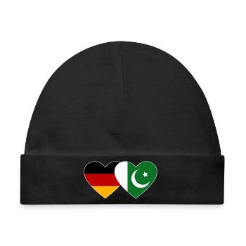 Deutschland Pakistan Flagge Herz - Baby Premium Organic Mütze - Schwarz - Vorne