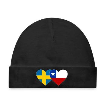 Schweden Chile Flagge Herz - Baby Premium Organic Mütze - Schwarz - Vorne