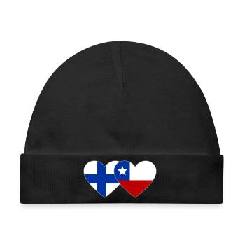 Finnland Chile Flagge Herz - Baby Premium Organic Mütze - Schwarz - Vorne