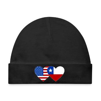 USA Chile Flagge Herz - Baby Premium Organic Mütze - Schwarz - Vorne