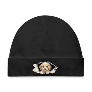 Niedlicher Cockapoo Goldendoodle Zerrissenes Papier - Baby Premium Organic Mütze - Schwarz - Vorne