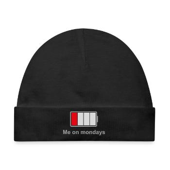 Low Battery Mondays – Low Energy Mood - Baby Premium Organic Mütze - Schwarz - Vorne