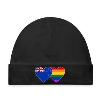 Neuseeland Regenbogen Flagge Herz - Baby Premium Organic Mütze - Schwarz - Vorne