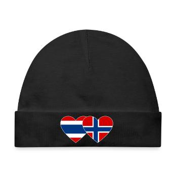 Thailand Norwegen Flagge Herzform - Baby Premium Organic Mütze - Schwarz - Vorne