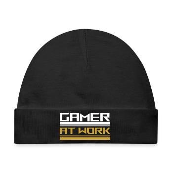 Gamer at work white - Baby Premium Organic Mütze - Schwarz - Vorne