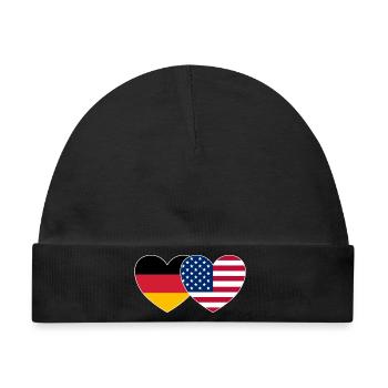 Deutschland USA Flagge Herz - Baby Premium Organic Mütze - Schwarz - Vorne