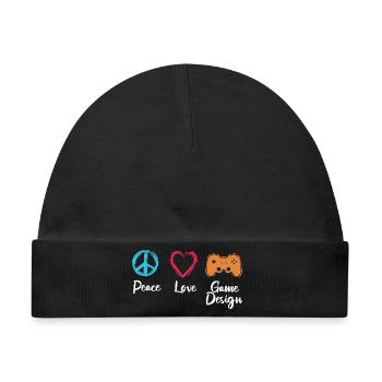 Peace Love Game Design - Baby Premium Organic Mütze - Schwarz - Vorne
