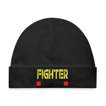 FIGHTER Textbasis - Baby Premium Organic Mütze - Schwarz - Vorne