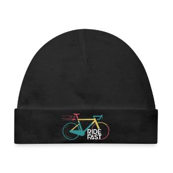 Lebendiges Speed Bike Druckdesign - Baby Premium Organic Mütze - Schwarz - Vorne