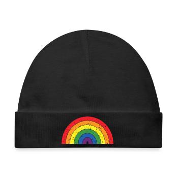 Regenbogenfarben Pride Month LGBTQ+ Grunge Textur - Baby Premium Organic Mütze - Schwarz - Vorne
