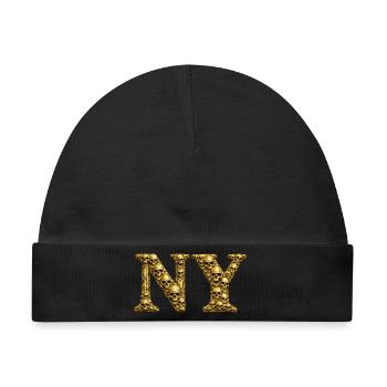 Golden Skull NY Monogram - Baby Premium Organic Mütze - Schwarz - Vorne