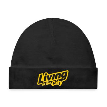 Living in the City Logo Tee - Baby Premium Organic Mütze - Schwarz - Vorne