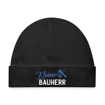 Kleiner Bauherr Logo mit Hammer und Säge - Baby Premium Organic Mütze - Schwarz - Vorne
