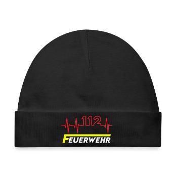 Feuewehr 112 - Baby Premium Organic Mütze - Schwarz - Vorne