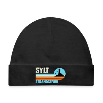 Nordsee Urlaub SYLT STRANDGEFÜHL Lustiges - Baby Premium Organic Mütze - Schwarz - Vorne