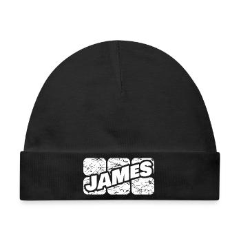 Vorname James - Baby Premium Organic Mütze - Schwarz - Vorne