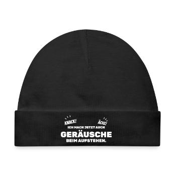 Geräusche beim Aufstehen - Lustig Älter werden - Baby Premium Organic Mütze - Schwarz - Vorne