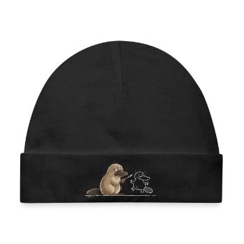 Schnabeltier Höhlenmalerei Tierhumor Steinzeit - Baby Premium Organic Mütze - Schwarz - Vorne