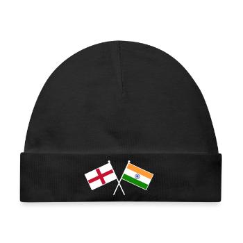 England x Indien kreuzte Freundschaftsflaggen - Baby Premium Organic Mütze - Schwarz - Vorne