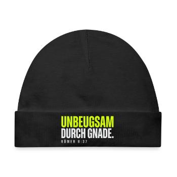 Unbeugsam durch Gnade – Römer 8,37 - Baby Premium Organic Mütze - Schwarz - Vorne