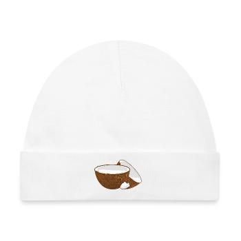 Kokosnusshälften – Tropisches Fruchtmotiv - Baby Premium Organic Mütze - Weiß - Vorne