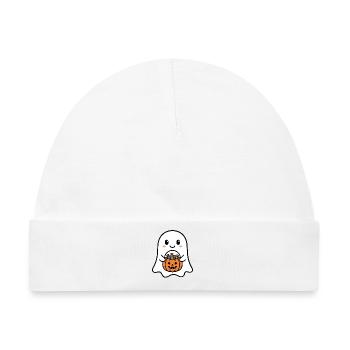 Süßer Kawaii-Geist hält Kürbiskorb Halloween - Baby Premium Organic Mütze - Weiß - Vorne