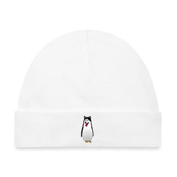 Pinguin Hund - Baby Premium Organic Mütze - Weiß - Vorne