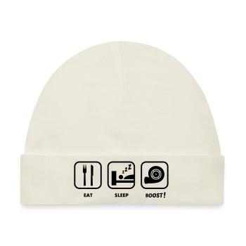 JDM Eat, Sleep, BOOST! - Baby Premium Organic Mütze - Naturweiß - Vorne