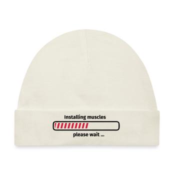 Installing muscles please wait ... - Baby Premium Organic Mütze - Naturweiß - Vorne