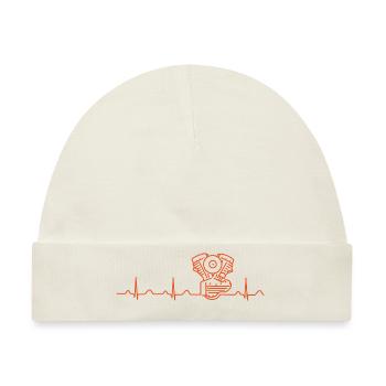 Panhead Heartbeat-Motiv orange - Baby Premium Organic Mütze - Naturweiß - Vorne