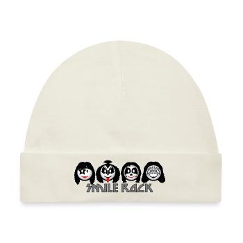Smiley Kiss Smile Rock Icons dd dark - Baby Premium Organic Mütze - Naturweiß - Vorne
