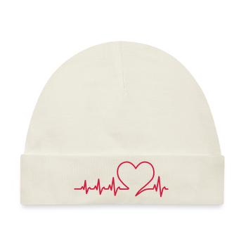 Herzschlag heartbeat Liebe Love Valentinstag coeur - Baby Premium Organic Mütze - Naturweiß - Vorne