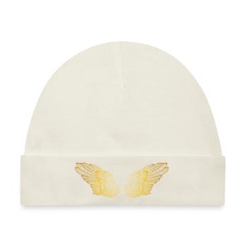 Flauschige goldene Engelsflügel - Baby Premium Organic Mütze - Naturweiß - Vorne