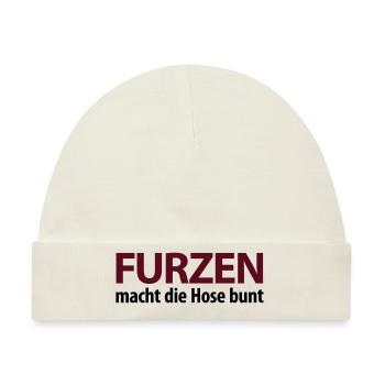 Furzen macht die Hose bunt. Kacke Scheiße Malheur - Baby Premium Organic Mütze - Naturweiß - Vorne