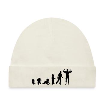 Evolution Mensch, Männer, Mann Bodybuilding-Sport - Baby Premium Organic Mütze - Naturweiß - Vorne