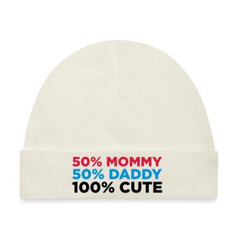 50% Mama. 50% Papa. 100% niedlich! - Baby Premium Organic Mütze - Naturweiß - Vorne